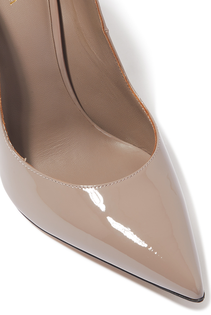 حذاء كلاسيك ديكو إيفي جلد لامع بتصميم متموج وكعب عالي مقاس 100 مم